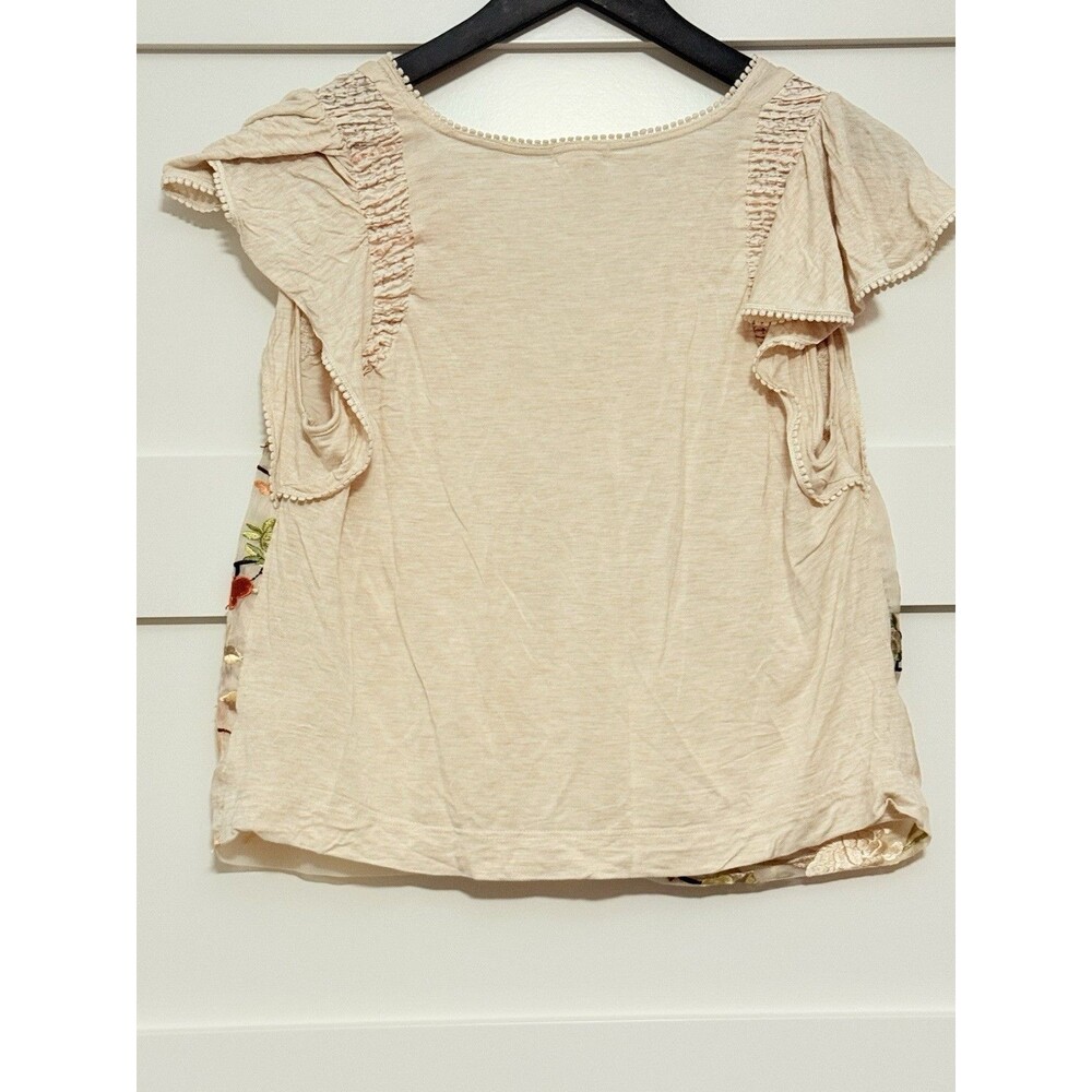 Anthropologie Tiny Flutter-Sleeve Embroidered Floral Top Size XS - Picture 8 of 8